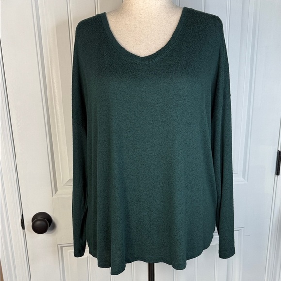 Well Worn Women's V-Neck Long Sleeve Top Sz XL Green - Picture 2 of 11